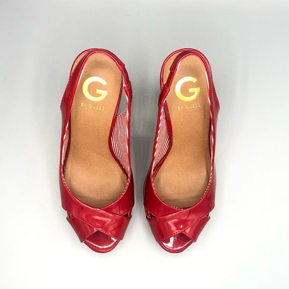 G by Guess Missie Red Leather Heels Size 7M - Picture 14 of 15